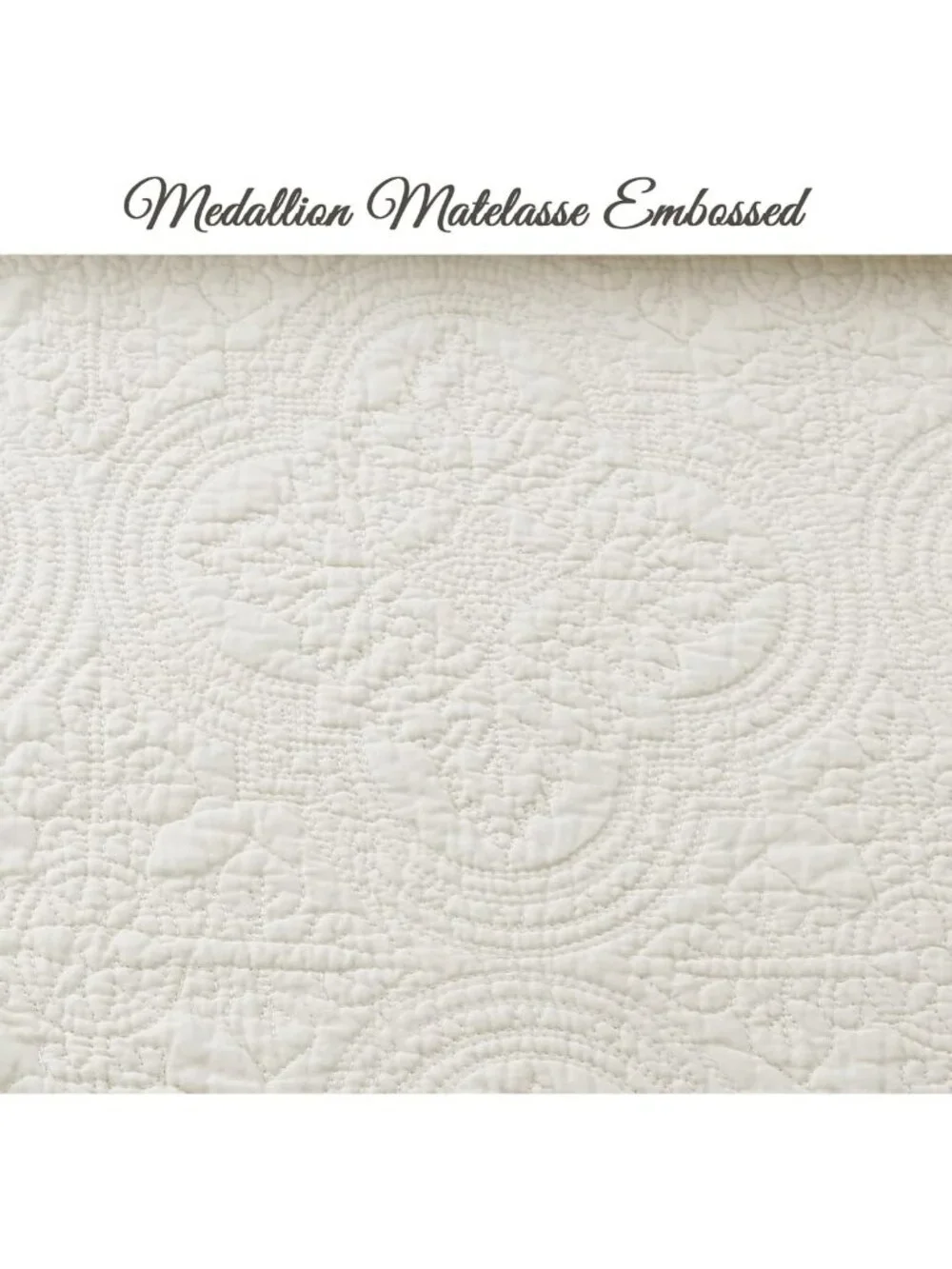 Reversible Lightweight Cotton Medallion Quilt Set, Off White Bedspread, Queen
